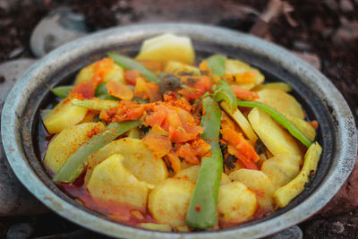 High angle view of vegetables in bowl