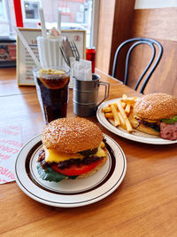 Close-up of food in plate on table