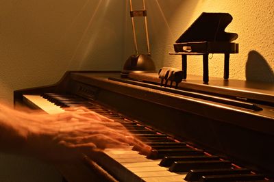 Close-up of piano keys at home