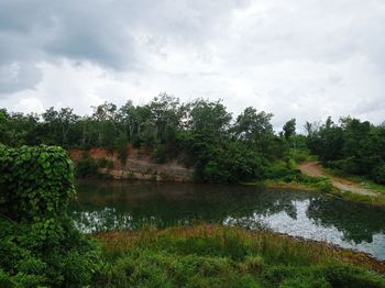 Scenic view of lake against sky