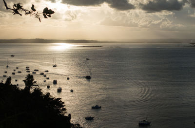 Scenic view of sea against sky at sunset