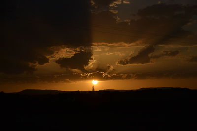 Silhouette landscape against sky during sunset