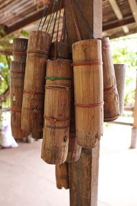 Close-up of stack of firewood