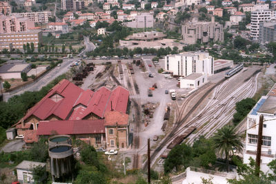 Aerial view at bastia station at corse island in 1993.