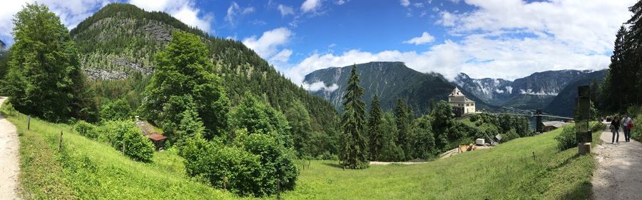 Panoramic view of trees on landscape against sky