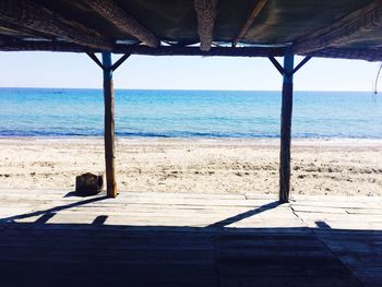 Scenic view of beach against clear sky