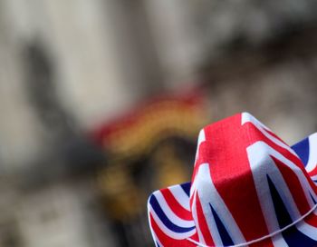 Close-up of british flag pattern on hat