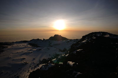 View of beach at sunset