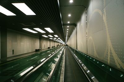 Blurred motion of escalator