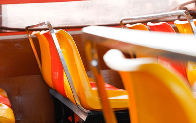 Close-up of yellow motorcycle