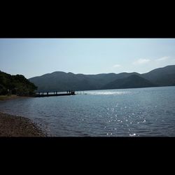 Scenic view of lake and mountains