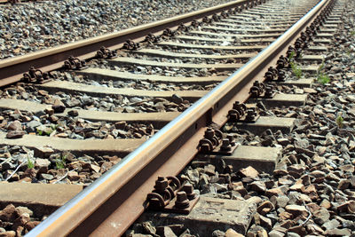 High angle view of railroad tracks