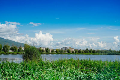 Scenic view of lake against sky