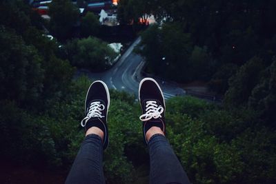 Low section of man on road