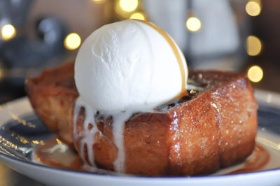 Close-up of ice cream in plate