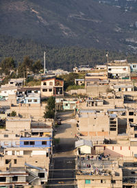 High angle view of buildings in city