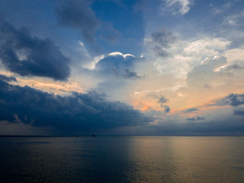 Scenic view of sea against sky at sunset