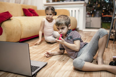 Online hobby, fit, distant training. ballerina talking with dance classmates after online class