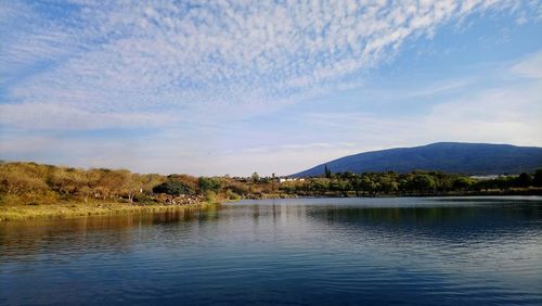 Scenic view of lake against sky