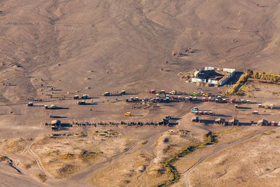 High angle view of vehicles on road