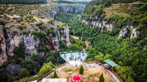 The glass terrace seen from the drone in safranbolu turkey