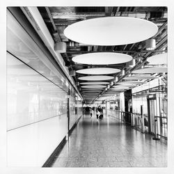 Interior of illuminated underground walkway