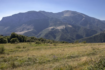 Scenic view of mountains against sky