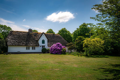 House on field against sky