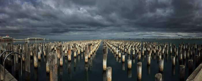 Scenic view of sea against cloudy sky