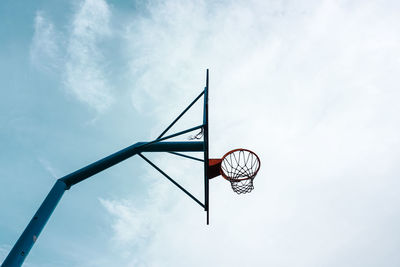 Street basket hoop and blue sky