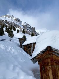 Scenic view of snow covered mountain against sky