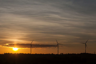 Wind turbine farm at sunset