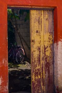 Close-up of abandoned door