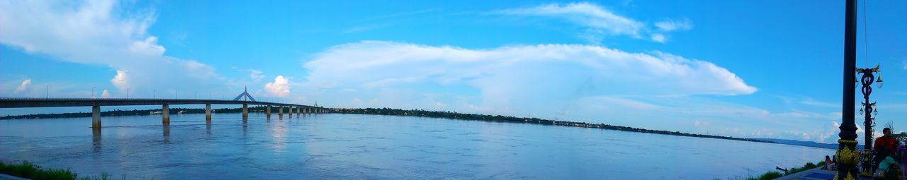 Panoramic view of sea against blue sky