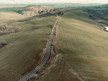 High angle view of road on land