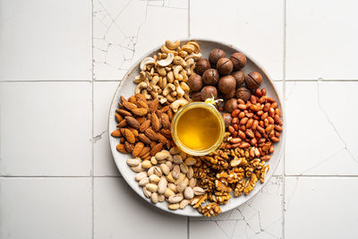 Directly above shot of food in bowl on table