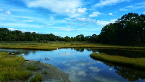 Scenic view of lake against sky