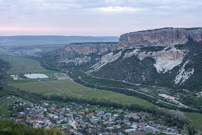 High angle view of landscape against sky