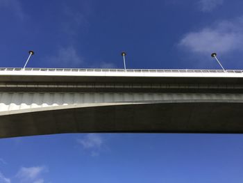 Low angle view of bridge against blue sky