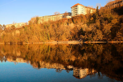 Reflections in the rhone river at sunrise