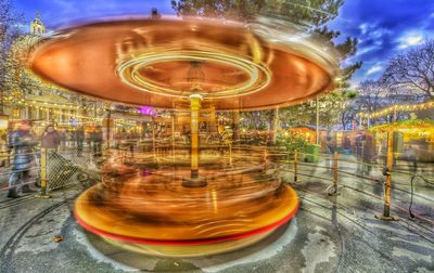 City lit up at night