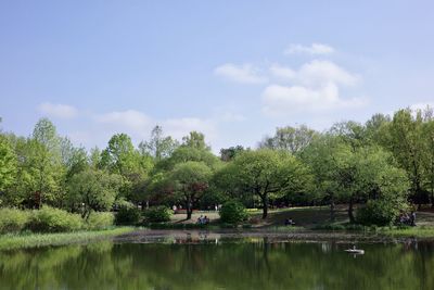 Scenic view of lake against sky