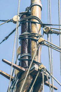 Low angle view of rope against sky