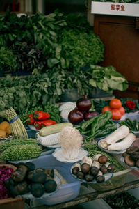 Vegetables for sale at market stall