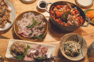 Gorgeous sashimi platter home cooking from japanese fishing port in kumano city, mie prefecture.