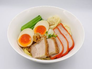 Close-up of breakfast served on table