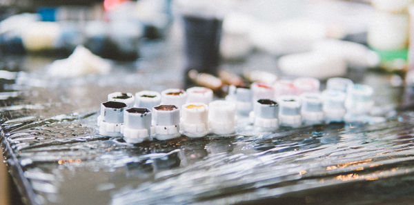 Close-up of bottles on table