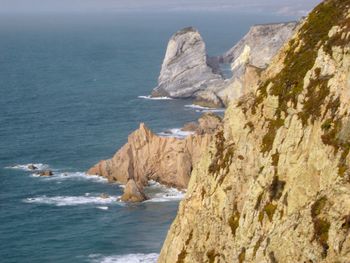 Scenic view of sea and rock formation