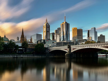 Long exposure at sunset in melbourne city