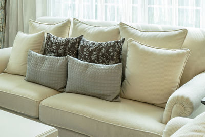 Close-up of sofa at home